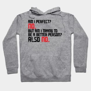 Am I Perfect? No. Am I Trying To Be A Better Person? Also No funny Hoodie